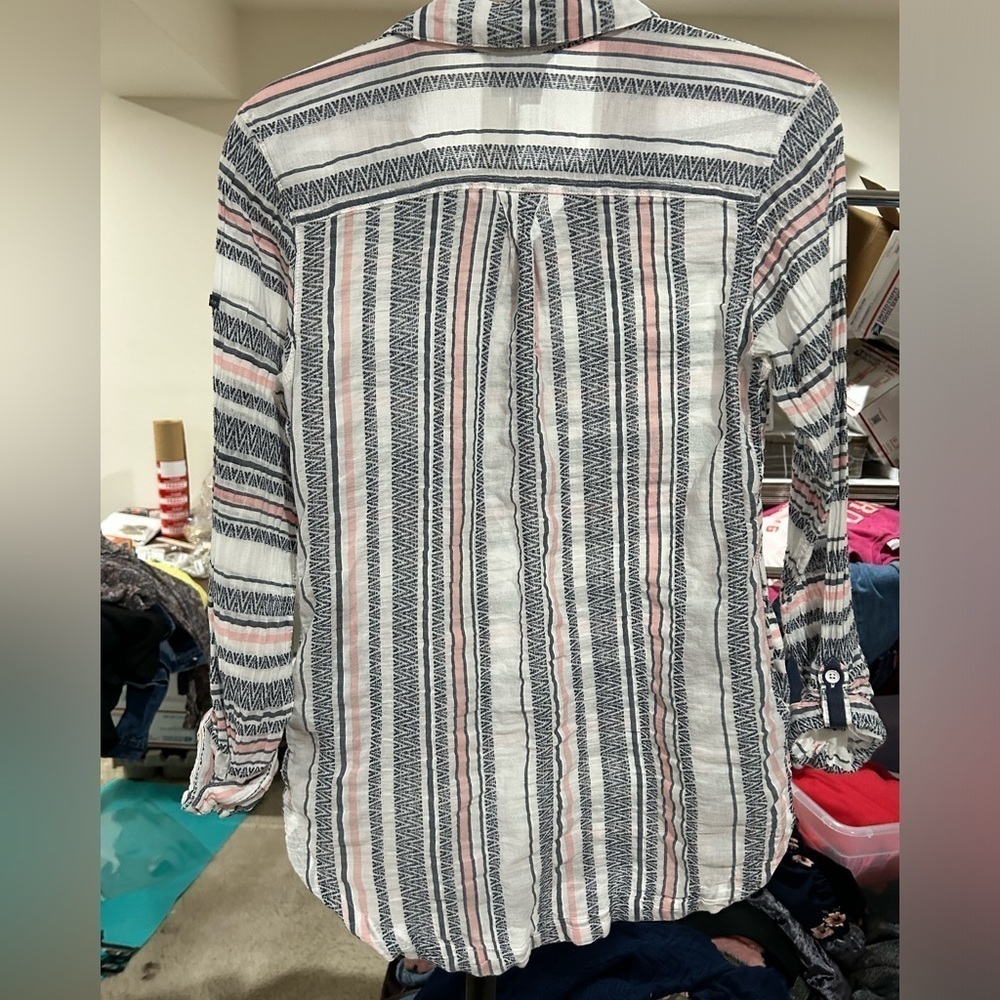 Columbia Striped Tunic Top Small | Blue Pink Boho Lightweight Blouse - Picture 10 of 10